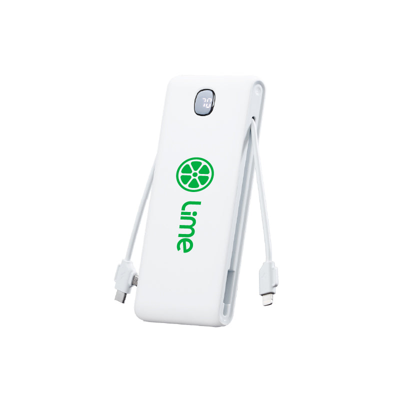 Zenith Power Bank with Built-in Cables - White - 12 Qty